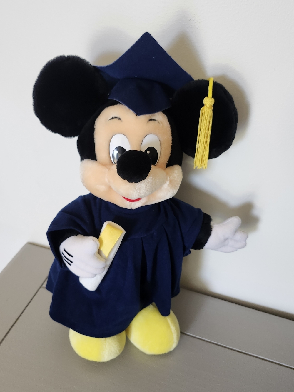 Disney Parks Mickey Mouse Graduation Plush 18” Blue Cap & Gown Diploma